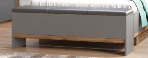 Hilton Grey With Oak Effect Storage Bed Stool SZLV65