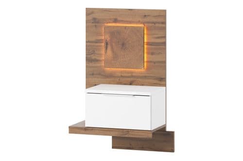Hilton Matt White With Oak Effect Bedside Table L LSZLV68
