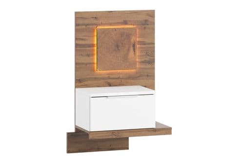 Hilton Matt White With Oak Effect Bedside Table R LSZLV68