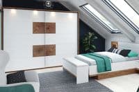 Hilton Matt White With Oak Effect Large Sliding Door Wardrobe SZLV72