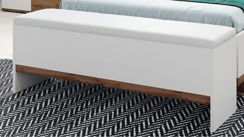 Hilton Matt White With Oak Effect Storage Bed Stool SZLVW65