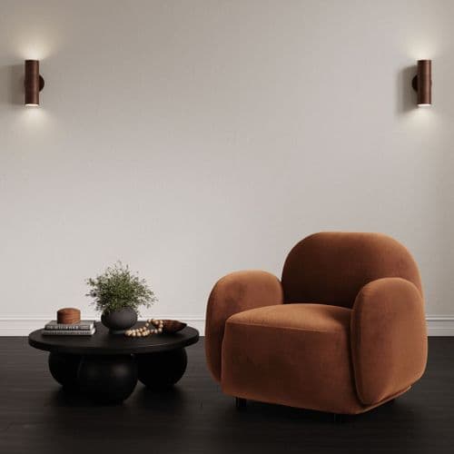 Hugi Rust Weave Fabric Curved Lounge Chair - 25LD