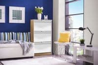 Calvino Display Cabinet in High Gloss White & Walnut - furniturefactor.co.uk
