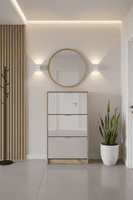 Calvino Display Cabinet in High Gloss White & Walnut - furniturefactor.co.uk