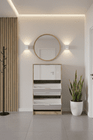 Calvino Display Cabinet in High Gloss White & Walnut - furniturefactor.co.uk