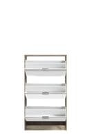 Calvino Display Cabinet in High Gloss White & Walnut - furniturefactor.co.uk