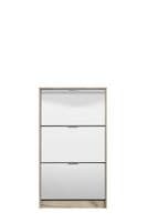 Calvino Display Cabinet in High Gloss White & Walnut - furniturefactor.co.uk
