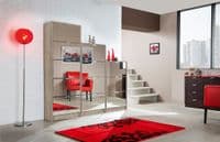 Calvino Display Cabinet in High Gloss White & Walnut - furniturefactor.co.uk