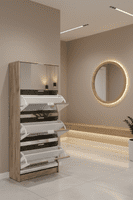 Calvino Display Cabinet in High Gloss White & Walnut - furniturefactor.co.uk