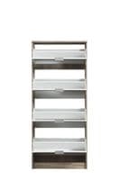 Calvino Display Cabinet in High Gloss White & Walnut - furniturefactor.co.uk