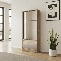 Calvino Display Cabinet in High Gloss White & Walnut - furniturefactor.co.uk