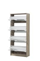 Calvino Display Cabinet in High Gloss White & Walnut - furniturefactor.co.uk