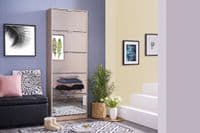 Calvino Display Cabinet in High Gloss White & Walnut - furniturefactor.co.uk