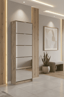 Calvino Display Cabinet in High Gloss White & Walnut - furniturefactor.co.uk