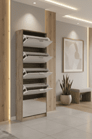 Calvino Display Cabinet in High Gloss White & Walnut - furniturefactor.co.uk