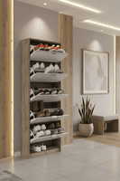 Calvino Display Cabinet in High Gloss White & Walnut - furniturefactor.co.uk