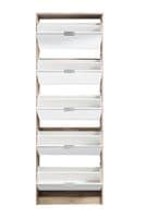 Calvino Display Cabinet in High Gloss White & Walnut - furniturefactor.co.uk