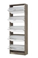 Calvino Display Cabinet in High Gloss White & Walnut - furniturefactor.co.uk