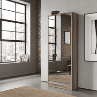 Calvino Display Cabinet in High Gloss White & Walnut - furniturefactor.co.uk