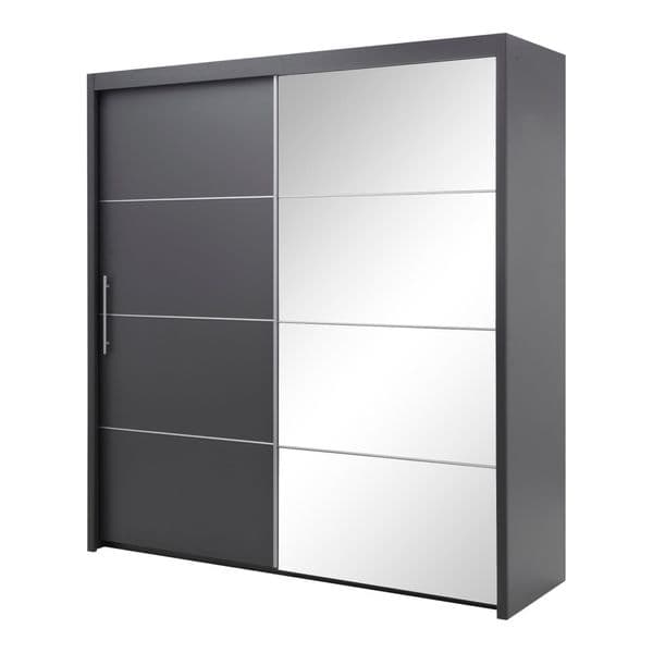 Inova Grey Large 200cm Mirrored Sliding Door Wardrobe - 8XLG4420