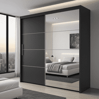 Inova Grey Large 200cm Mirrored Sliding Door Wardrobe - 8XLG4420