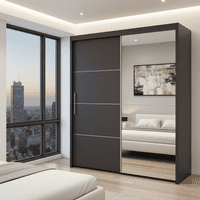 Inova Grey Large 200cm Mirrored Sliding Door Wardrobe - 8XLG4420