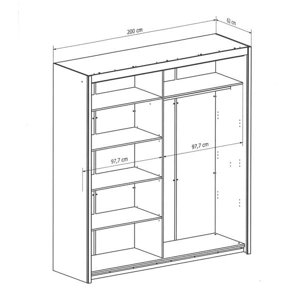 Inova White Large 200cm Mirrored Sliding Door Wardrobe - 8XRU4420