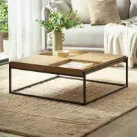 Ira Warm Light Oak Effect Square Tray Coffee Table - 25JB