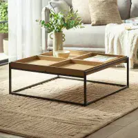 Ira Warm Light Oak Effect Square Tray Coffee Table - 25JB