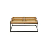 Ira Warm Light Oak Effect Square Tray Coffee Table - 25JB