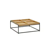 Ira Warm Light Oak Effect Square Tray Coffee Table - 25JB