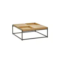 Ira Warm Light Oak Effect Square Tray Coffee Table - 25JB
