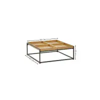 Ira Warm Light Oak Effect Square Tray Coffee Table - 25JB
