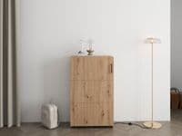 Islay Artisan Oak Effect 1 Winged Door Short Small Compact Shoe Cabinet Cupboard - 11015043 S/O