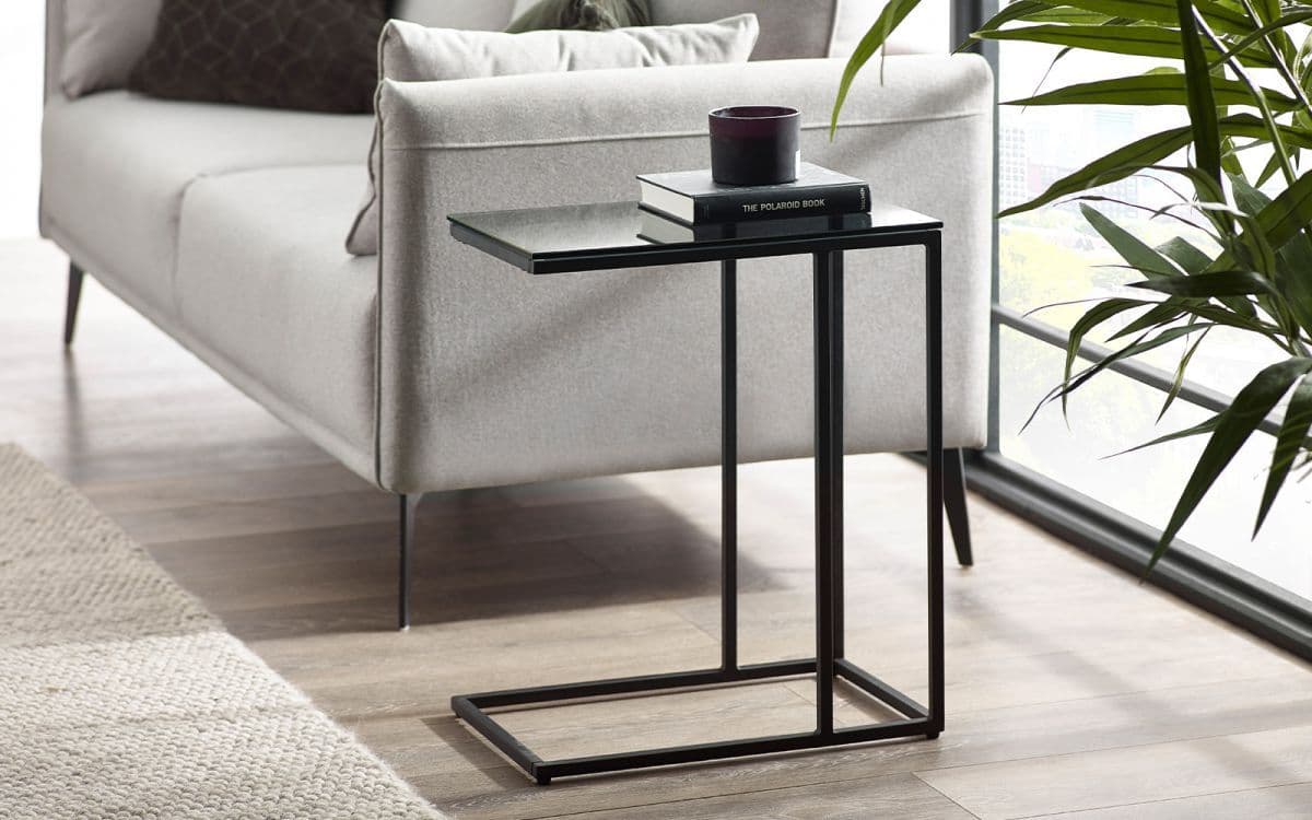 Jena Black Smoked Glass Drinks Table 24JB250