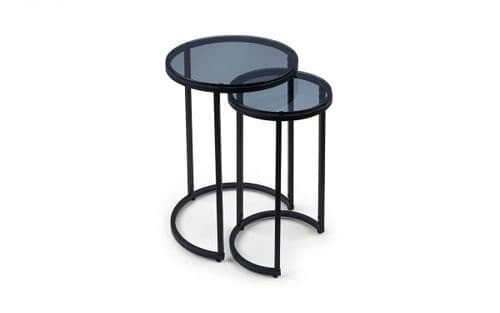 Jena Black Smoked Glass Round Nesting Side Tables 24JB251