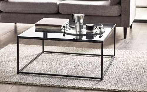 Jena Black Smoked Glass Square Coffee Table 24JB252