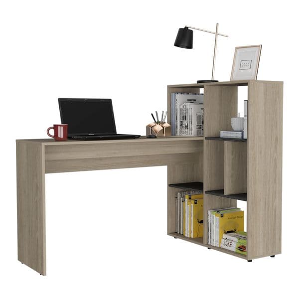 Johnson Corner Desk with Bookcase in Oak HR104 CP