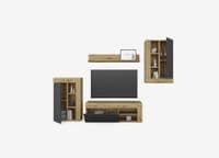 Jordan Nordic Oak And Anthracite Grey  Large TV Entertainment Wall Unit Cabinet  0Z6641WS/O
