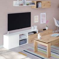 Jose Nordic Oak And White Large TV Entertainment Wall Unit Cabinet 016647WS/O