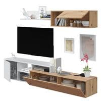 Jose Nordic Oak And White Large TV Entertainment Wall Unit Cabinet 016647WS/O