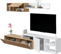 Jose Nordic Oak And White Large TV Entertainment Wall Unit Cabinet 016647WS/O