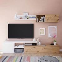 Jose Nordic Oak And White Large TV Entertainment Wall Unit Cabinet 016647WS/O