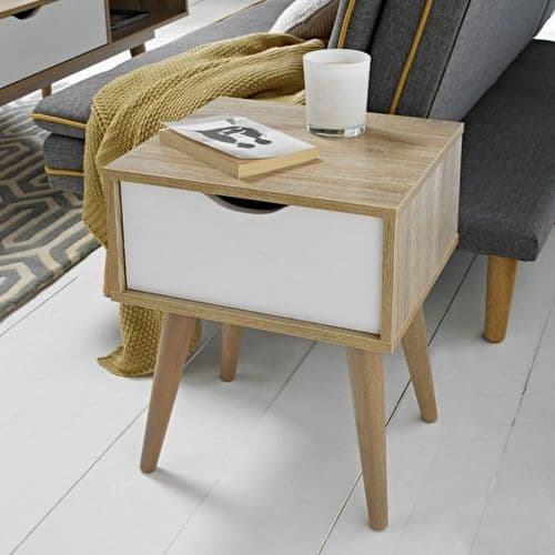 Jumieges White And Oak Lamp Table 19LD478