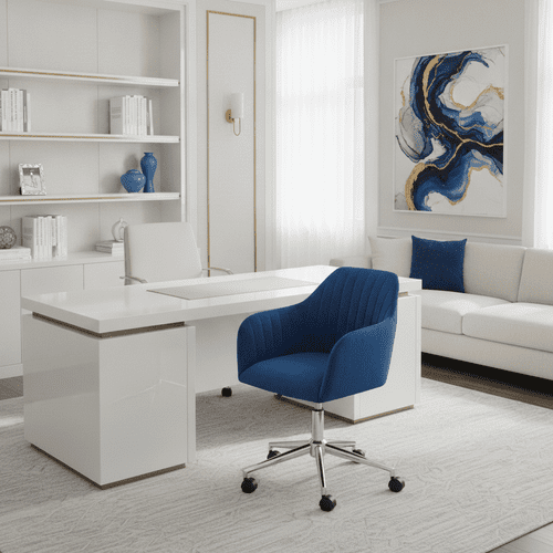 Kairo Blue Velvet Swivel Office Chair - JB26