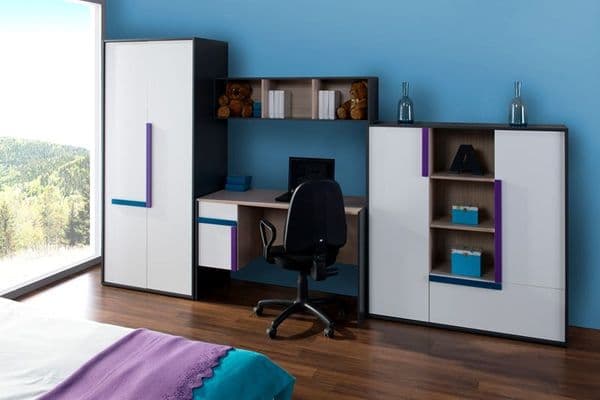 Karlo White With Graphite Office Computer Desk SZIK40