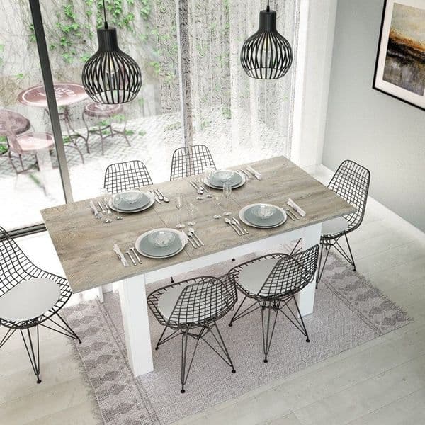 Kendrick White And Alaska Oak Effect Extending Dining Table 0C4586A S/O