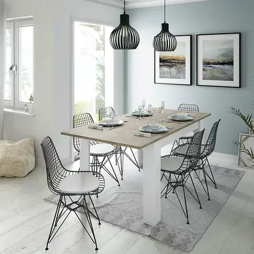 Kendrick White And Alaska Oak Effect Extending Dining Table 0C4586A S/O