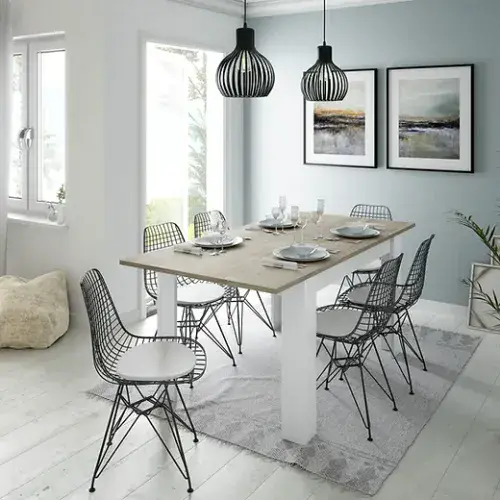 Kendrick White And Alaska Oak Effect Extending Dining Table 0C4586A S/O