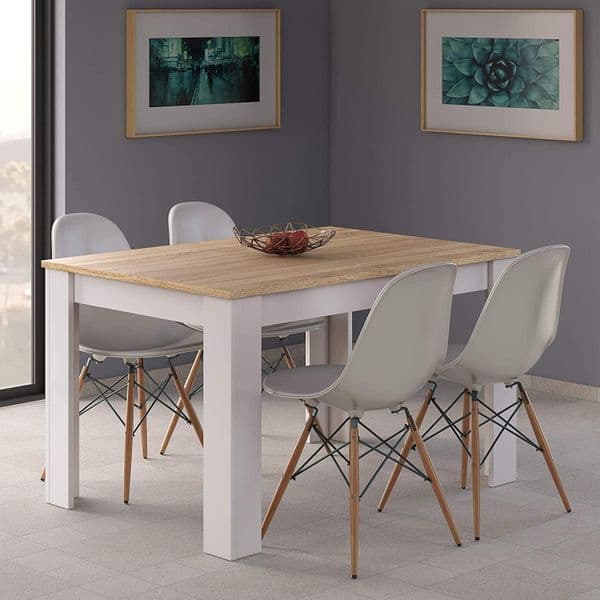 Kendrick White And Light Oak Effect Extending Dining Table 0F4586AS/O